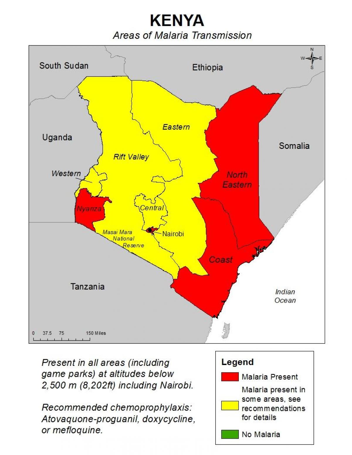 map of Kenya malaria