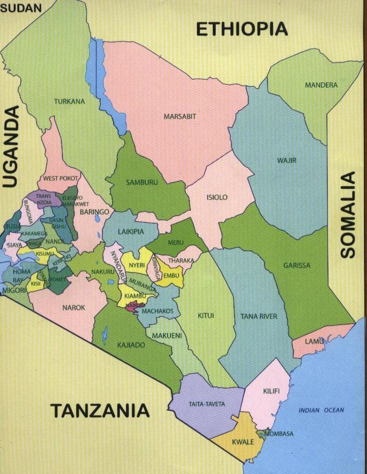 counties of Kenya map