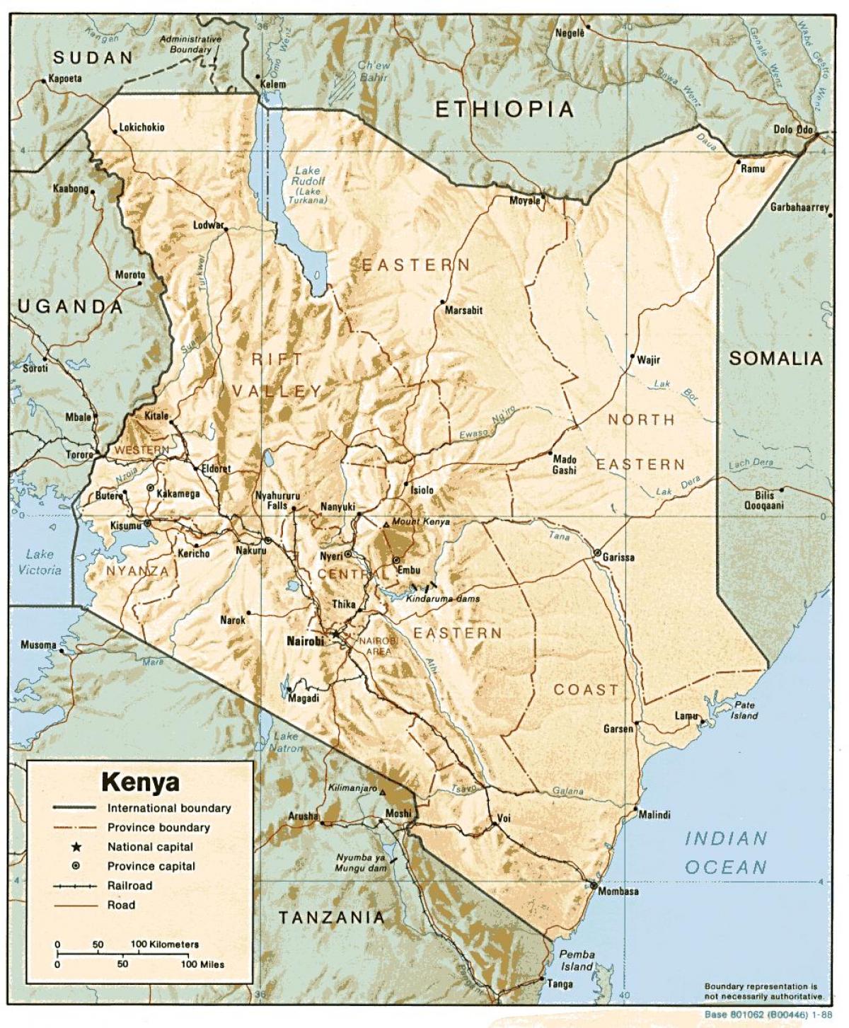 map of Kenya showing major towns
