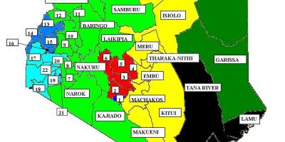 Map of 47 counties in Kenya 