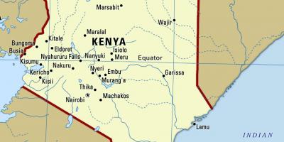 Map of Kenya with cities