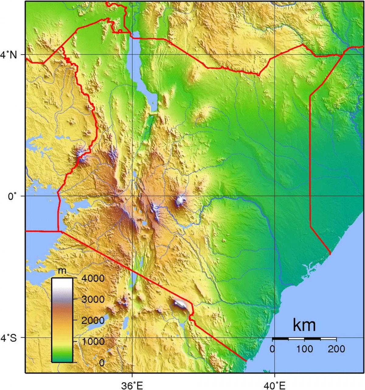 Kenya elevation map