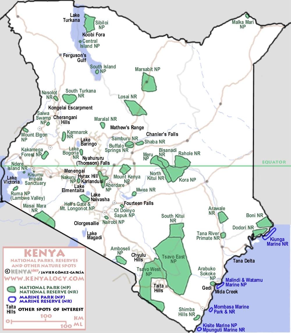 map of Kenya safari