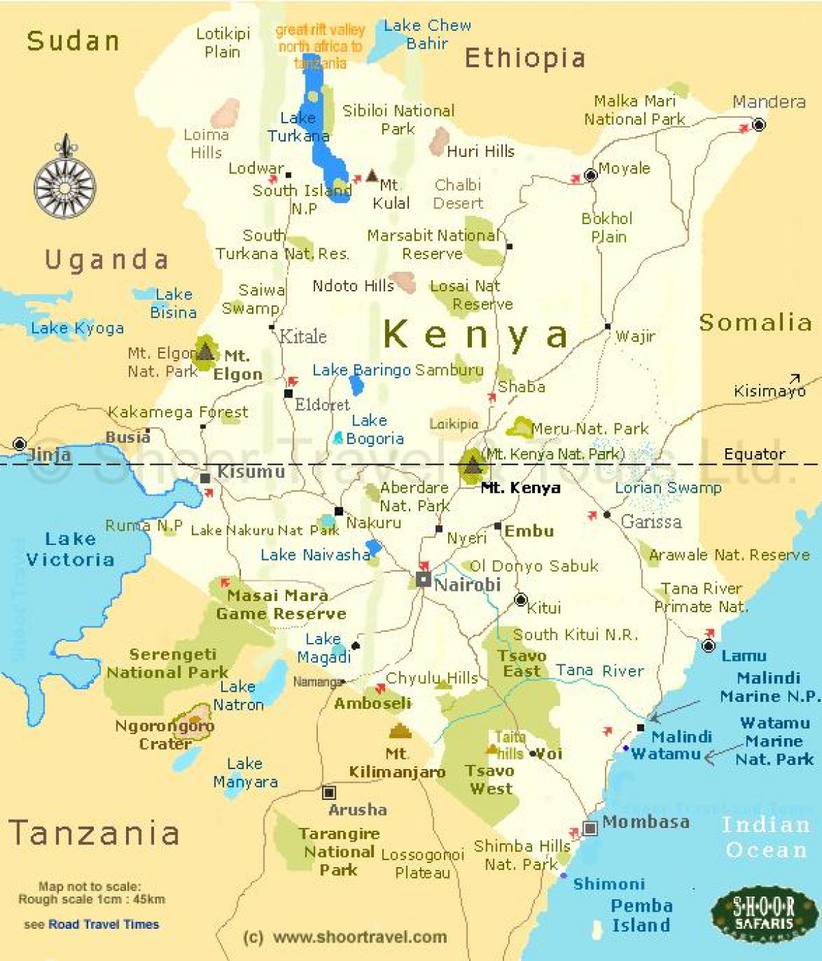 Kenya tourist attractions map