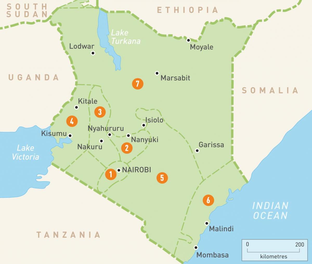 map of Kenya showing provinces