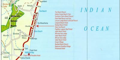 Map of Kenyan coast