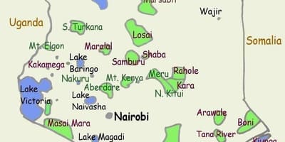 Map of lakes in Kenya