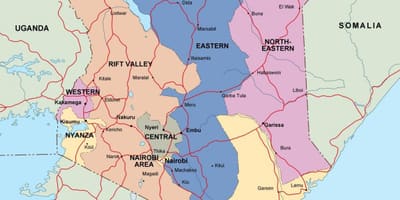 Map of Kenya showing rivers